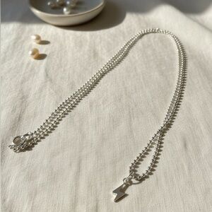 Sterling Silver 16 inch Ball Chain w/ Sterling Silver Lightening Bolt Necklace